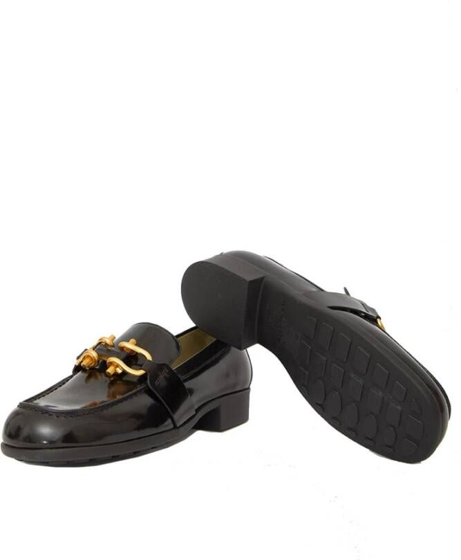 Bottega Veneta Leren Loafers met Goudkleurige Hardware Black Dames