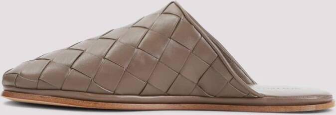 Bottega Veneta Luxe Bruine Leren Pantoffels Brown Heren