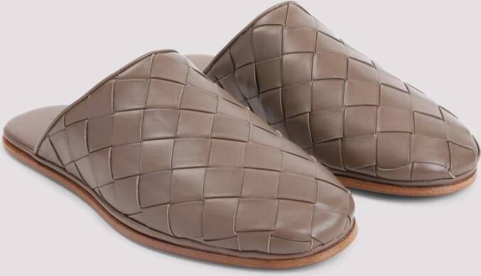 Bottega Veneta Luxe Bruine Leren Pantoffels Brown Heren