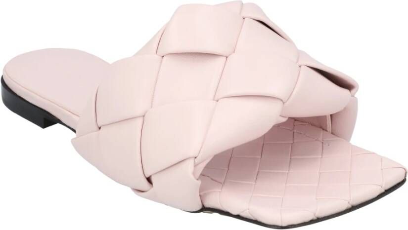 Bottega Veneta Luxe Roze Platte Sandalen Pink Dames