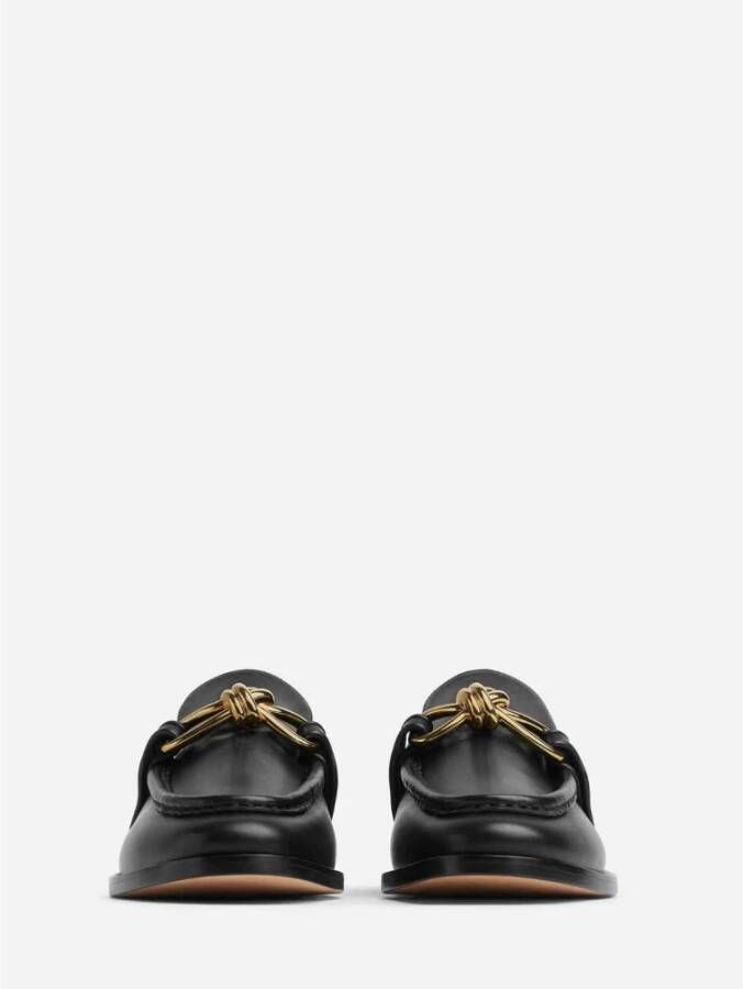 Bottega Veneta Metalen Knoop Leren Loafers Zwart Black Dames