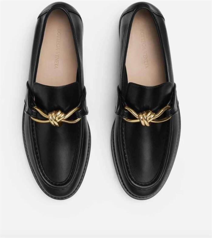 Bottega Veneta Metalen Knoop Leren Loafers Zwart Black Dames