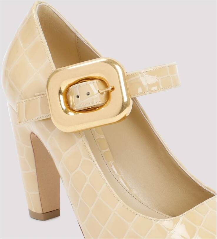 Bottega Veneta Geëmbosseerde Croco Mary Jane Pumps Beige Dames