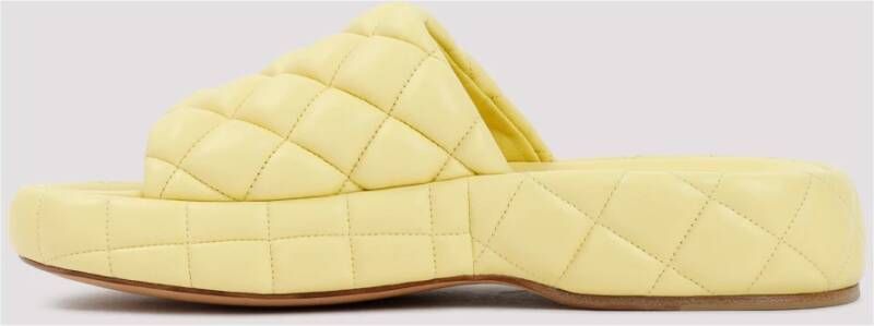 Bottega Veneta Gewatteerde Leren Sandalen Geel Oranje Yellow Dames