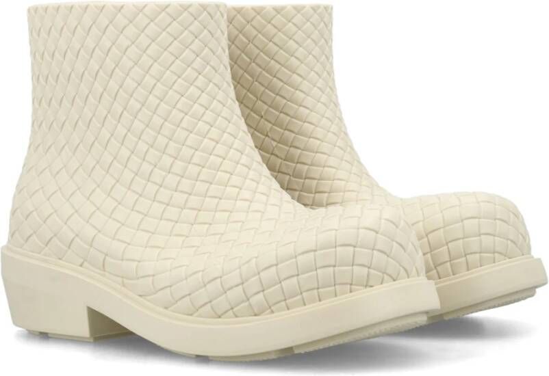 Bottega Veneta Rubber Intreccio Print Bootie Beige Dames