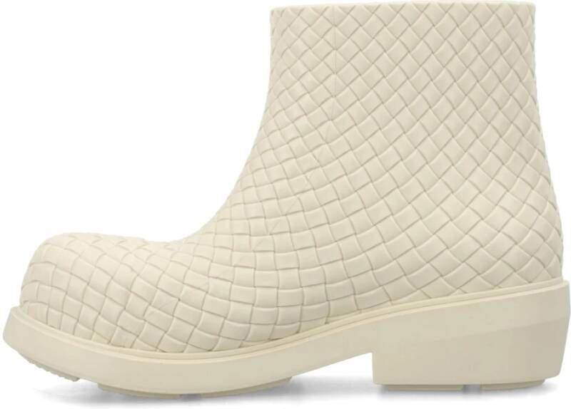 Bottega Veneta Rubber Intreccio Print Bootie Beige Dames