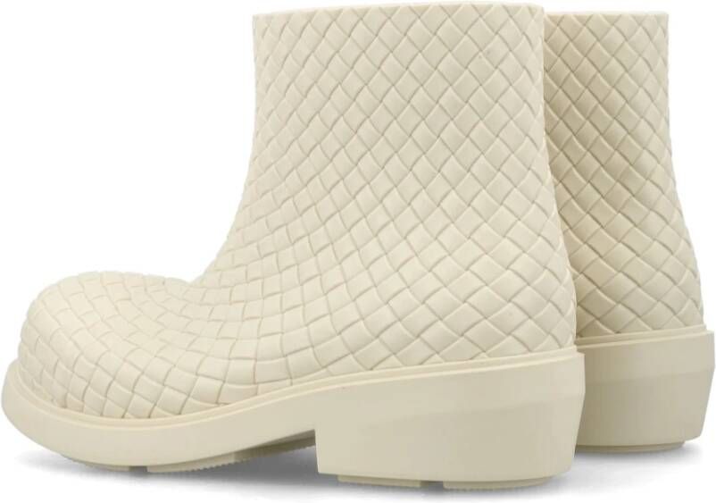 Bottega Veneta Rubber Intreccio Print Bootie Beige Dames