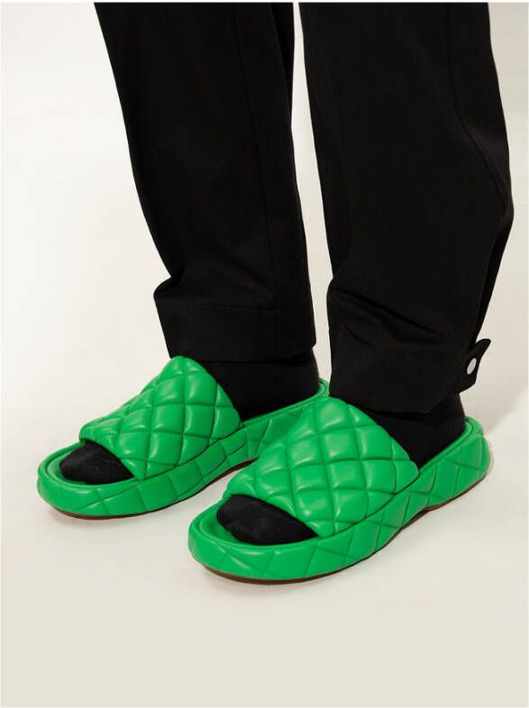 Bottega Veneta Quilted leather slides Groen Heren