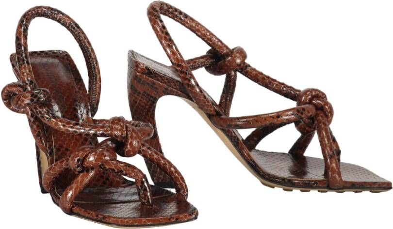 Bottega Veneta Slangenprint Leren Slingback Pumps Brown Dames