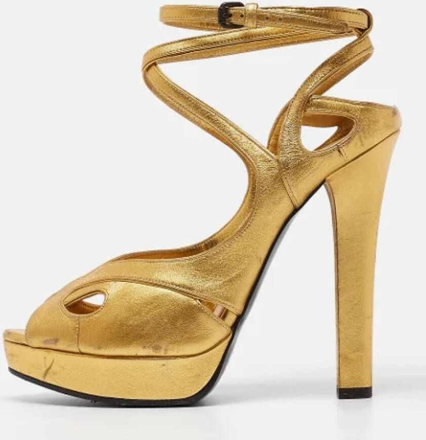 Bottega Veneta Vintage Pre-owned Leather sandals Yellow Dames