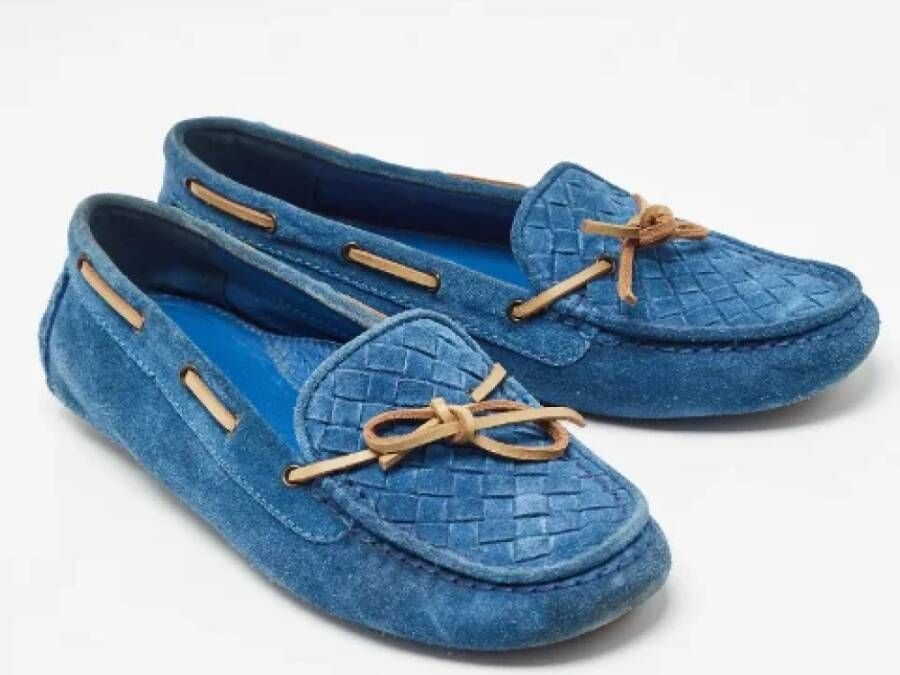 Bottega Veneta Vintage Pre-owned Suede flats Blue Dames