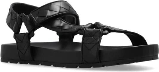 Bottega Veneta Zwarte Intrecciato Sandalen met Logo Black Heren