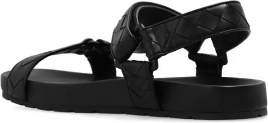 Bottega Veneta Zwarte Intrecciato Sandalen met Logo Black Heren