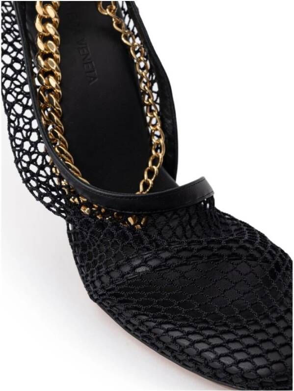 Bottega Veneta Zwarte leren enkelband sandalen Black Dames