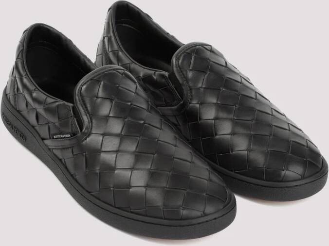 Bottega Veneta Zwarte Leren Instap Sneakers Black Heren