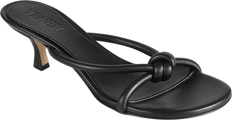 Bottega Veneta Zwarte Leren Knoop Sandalen Black Dames