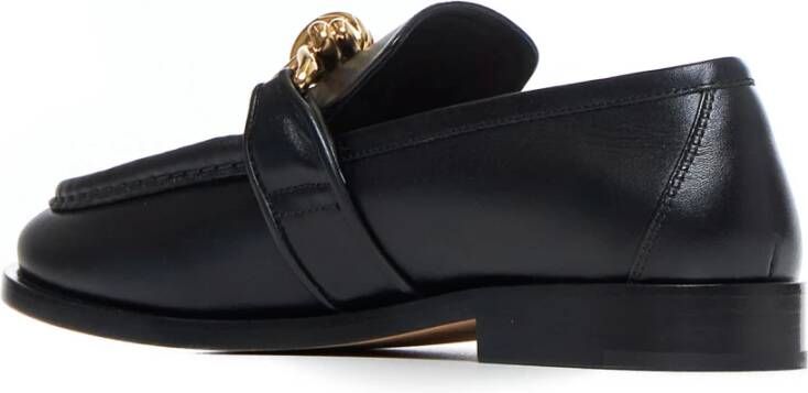 Bottega Veneta Zwarte Leren Loafers met Knoopdetail Black Dames