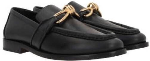 Bottega Veneta Zwarte Leren Mocassin Knoopdetail Black Dames