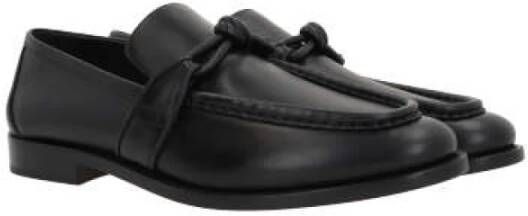 Bottega Veneta Zwarte Leren Mocassin Knoopdetail Black Heren