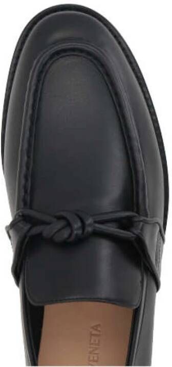 Bottega Veneta Zwarte Leren Mocassin Knoopdetail Black Heren