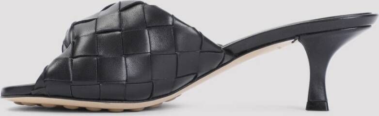 Bottega Veneta Zwarte Leren Muilen Stijlvol Comfortabele Hak Black Dames