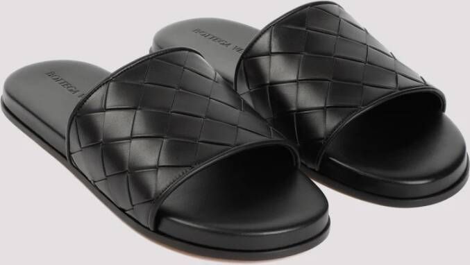 Bottega Veneta Zwarte Leren Sandalen Ss24 Black Heren