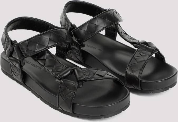 Bottega Veneta Zwarte Leren Slingback Sandalen Black Heren