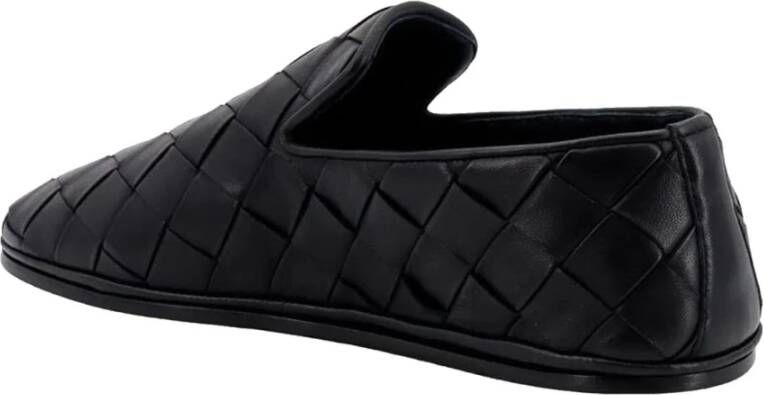 Bottega Veneta Zwarte Leren Zondagsslippers Black Heren