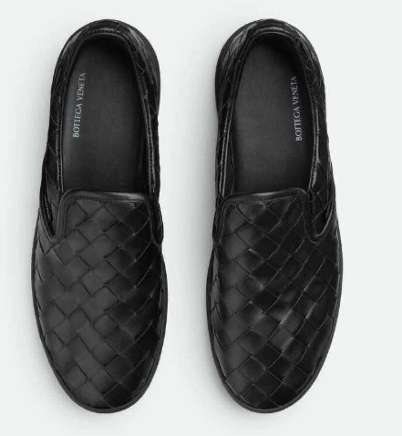 Bottega Veneta Zwarte platte schoenen Elegante stijl Black Heren