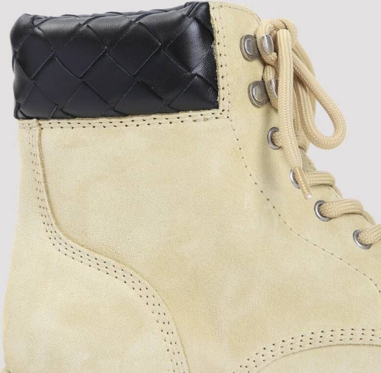 Bottega Veneta Zwarte Veterschoenen Enkellaarzen Beige Heren