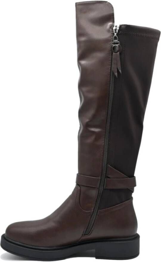 Braccialini Kalf Lycra Zwarte Laarzen Brown Dames