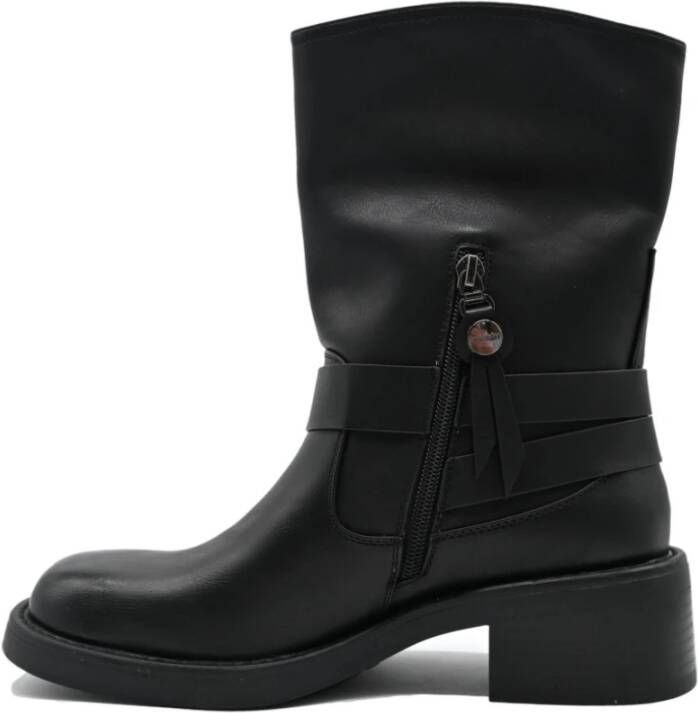 Braccialini Zwarte Leren Laarzen Black Dames