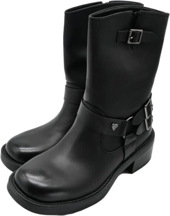 Braccialini Zwarte Leren Laarzen Black Dames