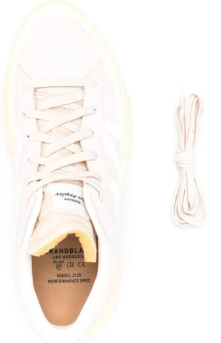 Brandblack Witte platte schoenen leer stof rubber White Heren