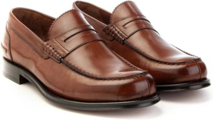 Brecos College Stijl Leren Loafer Schoenen Brown Heren