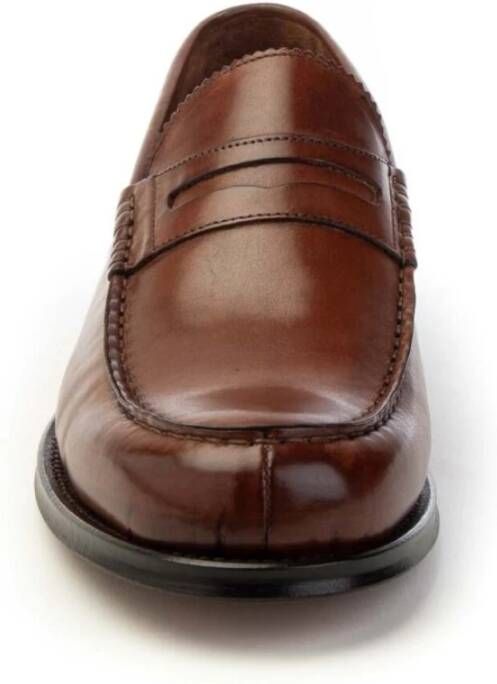 Brecos College Stijl Leren Loafer Schoenen Brown Heren