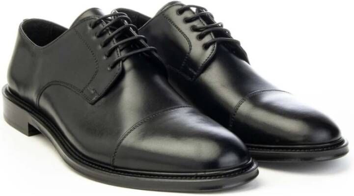 Brecos Handgemaakte Leren Derby Schoenen Black Heren