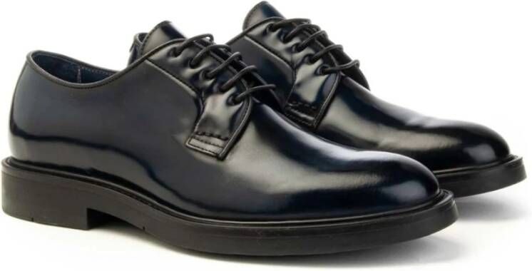 Brecos Handgemaakte Leren Derby Schoenen Blue Heren