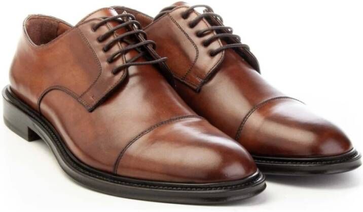 Brecos Handgemaakte Leren Derby Schoenen Brown Heren