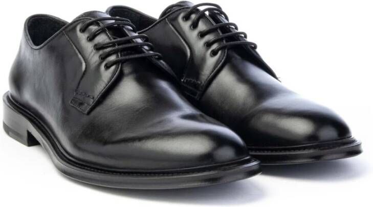 Brecos Handgeverfde Leren Derby Schoenen Black Heren