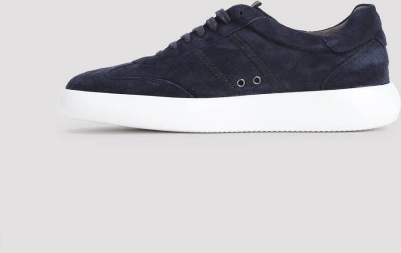 Brioni Blauwe Suède Leren Sneakers Blue Heren