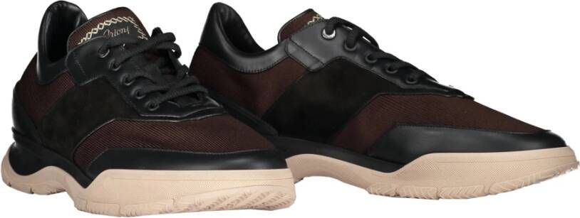 Brioni Suède Inzet Leren Sneakers Brown Heren