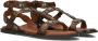 Bronx Bruine Leren Sandalen met Gouden Details Brown Dames - Thumbnail 9