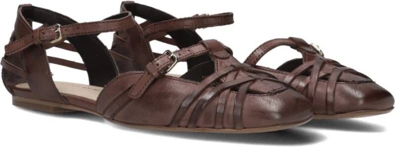 Bronx Gekruiste Band Leren Sandalen Brown Dames