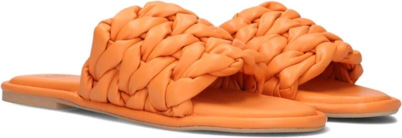 Bronx Gevlochten Band Leren Slippers Orange Dames