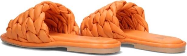 Bronx Gevlochten Band Leren Slippers Orange Dames