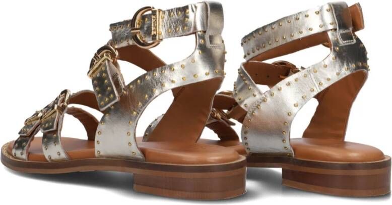 Bronx Gouden Metallic Sandalen met Studs Yellow Dames