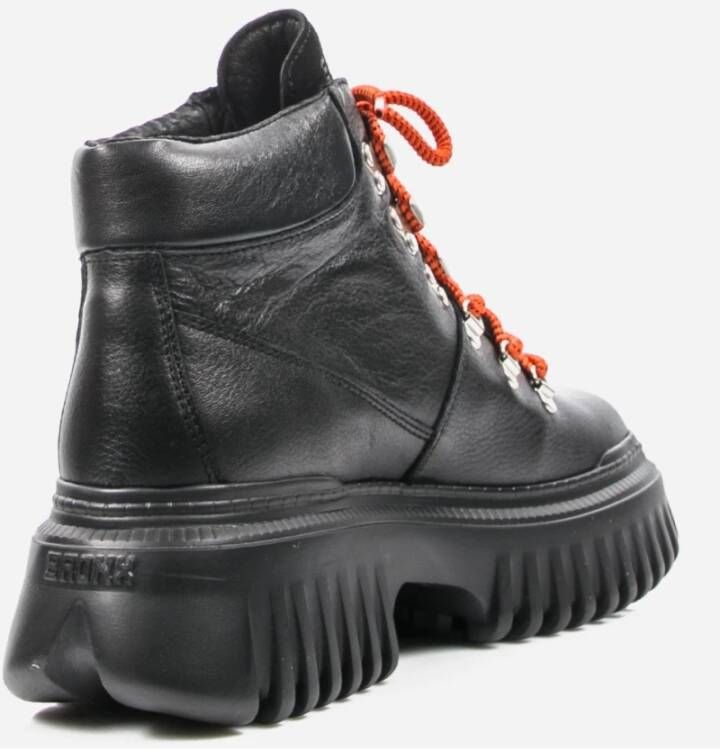 Bronx Stijlvolle Leren Veterschoenen Black Dames