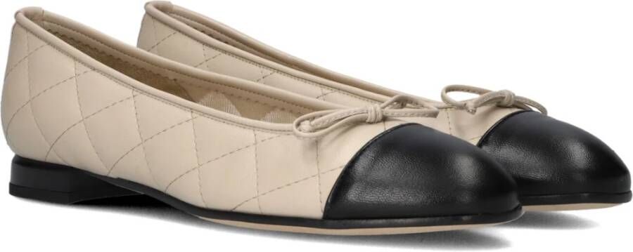 Brunate Zwarte Leren Ballerina Schoenen Beige Dames