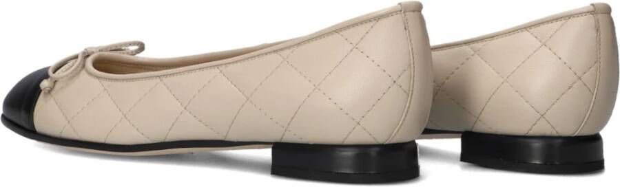 Brunate Zwarte Leren Ballerina Schoenen Beige Dames